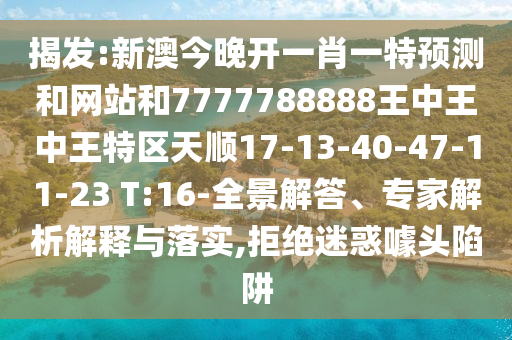 揭發(fā):新澳今晚開一肖一特預測和網站和7777788888王中王中王特區(qū)天順17-13-40-47-11-23 T:16-全景解答、專家解析解釋與落實,拒絕迷惑噱頭陷阱
