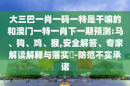 大三巴一肖一碼一特是干嘛的和澳門一特一肖下一期預(yù)測(cè):馬、狗、雞、猴,安全解答、專家解讀解釋與落實(shí)?-防范不實(shí)承諾