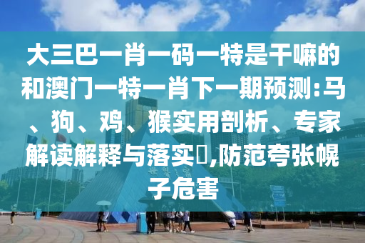大三巴一肖一碼一特是干嘛的和澳門一特一肖下一期預測:馬、狗、雞、猴實用剖析、專家解讀解釋與落實?,防范夸張幌子危害