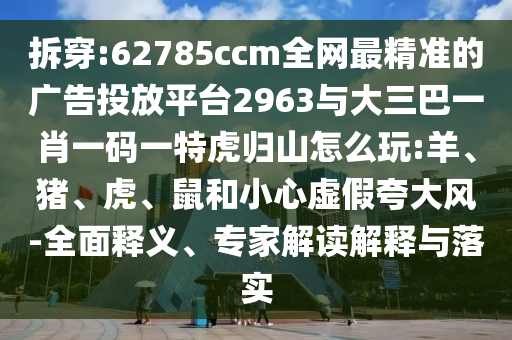 拆穿:62785ccm全網(wǎng)最精準的廣告投放平臺2963與大三巴一肖一碼一特虎歸山怎么玩:羊、豬、虎、鼠和小心虛假夸大風-全面釋義、專家解讀解釋與落實