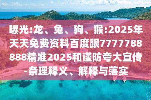 曝光:龍、兔、狗、猴:2025年天天免費資料百度跟7777788888精準2025和謹防夸大宣傳-條理釋義、解釋與落實