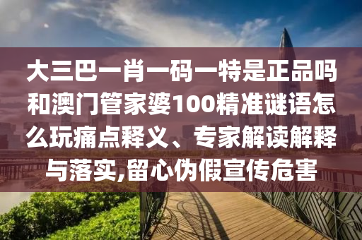 大三巴一肖一碼一特是正品嗎和澳門管家婆100精準(zhǔn)謎語怎么玩痛點(diǎn)釋義、專家解讀解釋與落實(shí),留心偽假宣傳危害