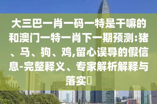 大三巴一肖一碼一特是干嘛的和澳門一特一肖下一期預測:豬、馬、狗、雞,留心誤導的假信息-完整釋義、專家解析解釋與落實?
