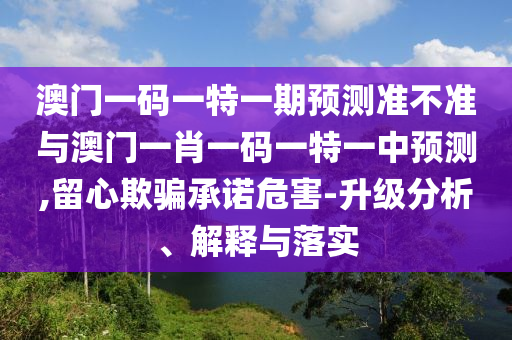 澳門一碼一特一期預測準不準與澳門一肖一碼一特一中預測,留心欺騙承諾危害-升級分析、解釋與落實
