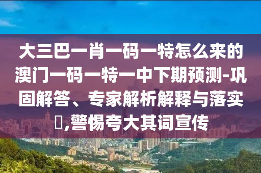 大三巴一肖一碼一特怎么來(lái)的澳門一碼一特一中下期預(yù)測(cè)-鞏固解答、專家解析解釋與落實(shí)?,警惕夸大其詞宣傳