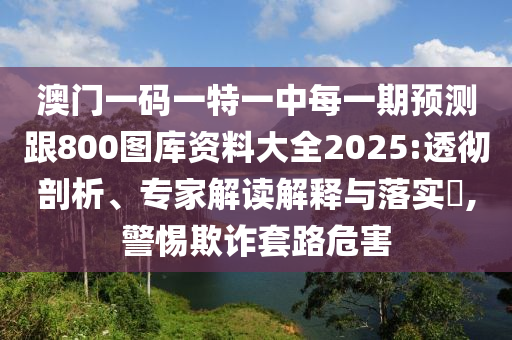 澳門一碼一特一中每一期預(yù)測跟800圖庫資料大全2025:透徹剖析、專家解讀解釋與落實?,警惕欺詐套路危害